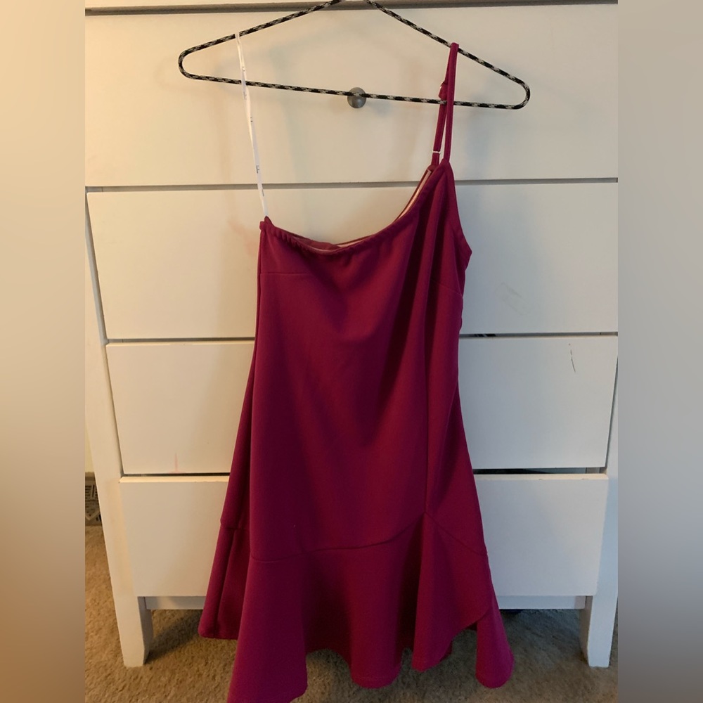 lulus magenta one shoulder mini dress
